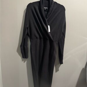 Ann Taylor Shawl Collar Sweater Dress - Elegant Black Women's Dress